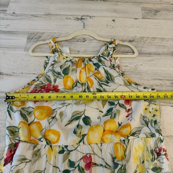 🍁 Julia Jordan Lemon Print Cotton Summer Sundress Mini Dress Lined Ivory Multi - Picture 10 of 14